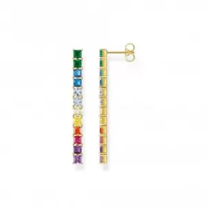 Sterling Silver Gold Plated Colourful Stones Earrings H2249-996-7