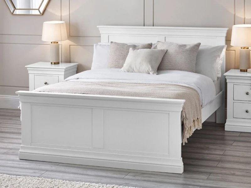 Image of Julian Bowen Clermont 5ft King Size White Wooden Bed Frame