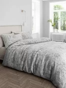 image of Hyperion Elena Floral Duvet Cover Set - Silver Grey