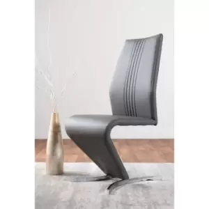 image of 2x Willow Elephant Grey Faux Leather Chrome 'z' Dining Chairs - Cappuccino