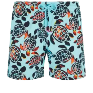 image of Men Stretch Short Swim Shorts Screen Turtles - Moorise - Blue - Size L - Vilebrequin