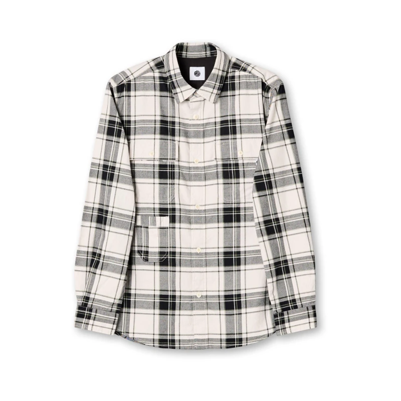 Image of Pretty Green Mens Woolwich Check Long-Sleeve Patterned Shirt Stone male Small