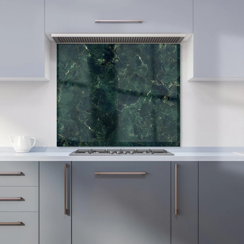 Image of Warren Reed - Designer Deep Green Quartz Effect Kitchen Splashback Size: 600mm x 750mm Green Unisex 600mm x 750mm