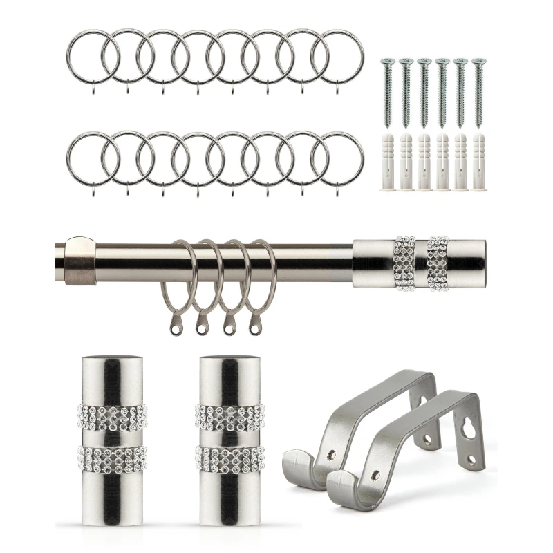 Image of Emma Barclay Diamante - Extendable Curtain Pole with rings Curtain Poles 120-210cm Grey 41670369000