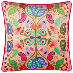 image of Paisley Blooms Illustrated Cushion Pink