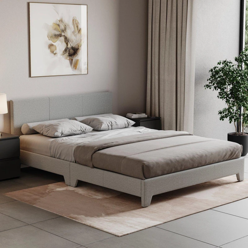 Image of Lassic Victoria King Size Bed & Mattress Set Light Grey Line unisex King Size