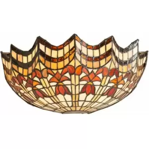 image of Loops - Tiffany Glass Wall Light Cream & Bold Red Scallop Shade Interior Sconce i00258