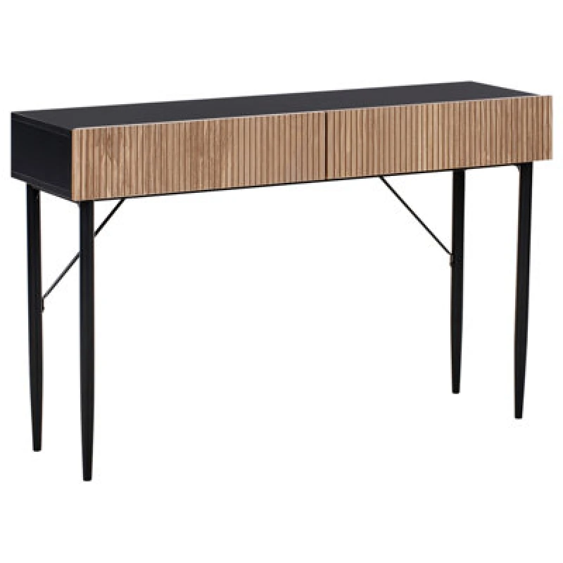Image of Beliani Console Table Blythe Natural Ash Wood Black