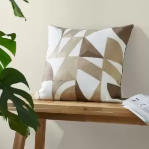 Image of Catherine Lansfield - Graphic Geo Loop Embroidered Filled Cushion, Natural, 45 x 45 Cm