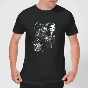 Image of Avengers Endgame Mono Heroes Mens T-Shirt - Black - 3XL - Black