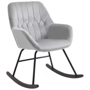 Image of Homcom Modern Rocking Armchair Grey With Black Metal Frame