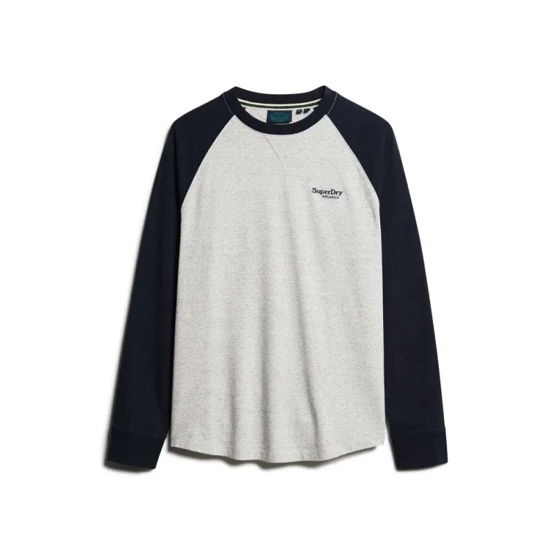 Image of Superdry Essential Logo Baseball T-Shirt Grey Fleck Marl/Eclipse Navy XXL