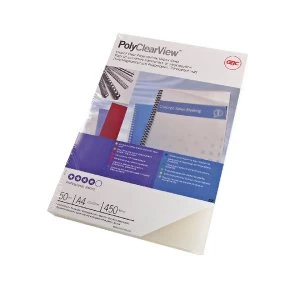 image of GBC PolyClearView Binding Covers 350 Micron A4 Clear Matte Pack of 100