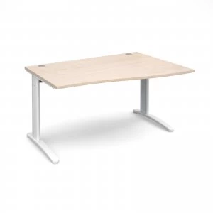 image of TR10 Right Hand Wave Desk 1400mm - White Frame maple Top