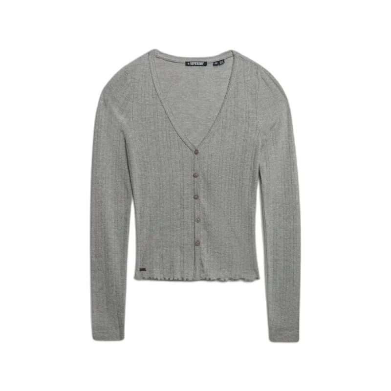 Image of Superdry Womens pointelle cardigan Superdry Athletic Essentials Gris Female L