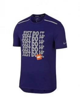 image of Nike Breathe Rise 365 Running T Shirt Purple Regency PurpleSilver Size M Men