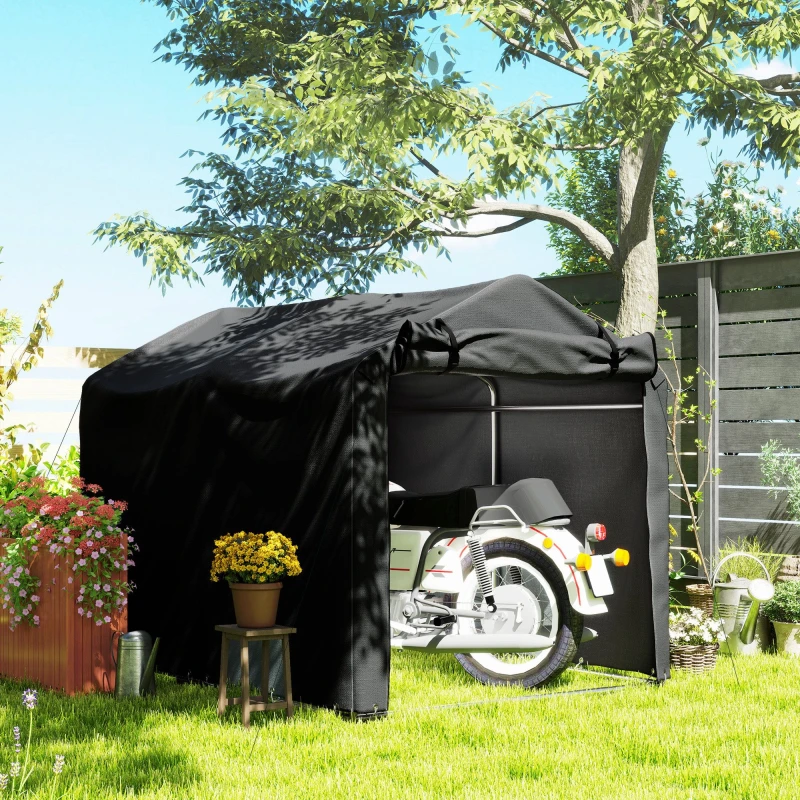 Image of Outsunny Outsunny Garden Tool Storage Shed with Roll-up Zipper Door, Black Black