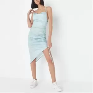 Missguided Tie Dye Mesh Cowl Ruched Maxi Dress - Blue