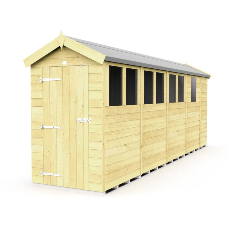 Image of Flat Pack Sheds DIY Sheds 4 x 17 Apex Shed, Brown 4X17AFF