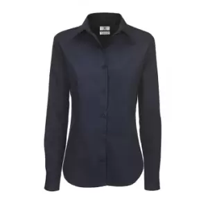 Image of B&C Womens/Ladies Sharp Twill Long Sleeve Shirt (3XL) (Navy Blue)
