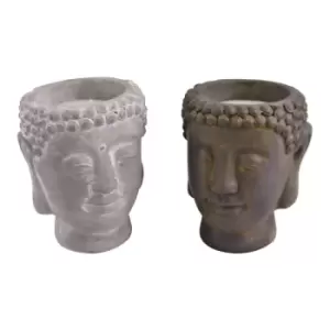 Image of Geko Set of 2 Small Cement Buddha Design Candles