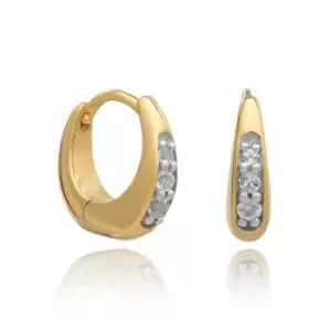 image of Rachel Jackson London Gold Plated Rock Crystal April Birthstone Huggie Hoop Earrings