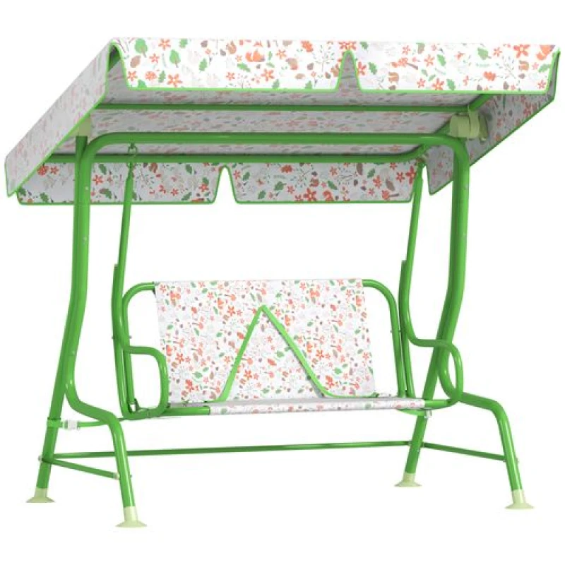 Image of AIYAPLAY Kids Garden Swing Chair, Swing Seat with Adjustable Canopy, Green Light Green