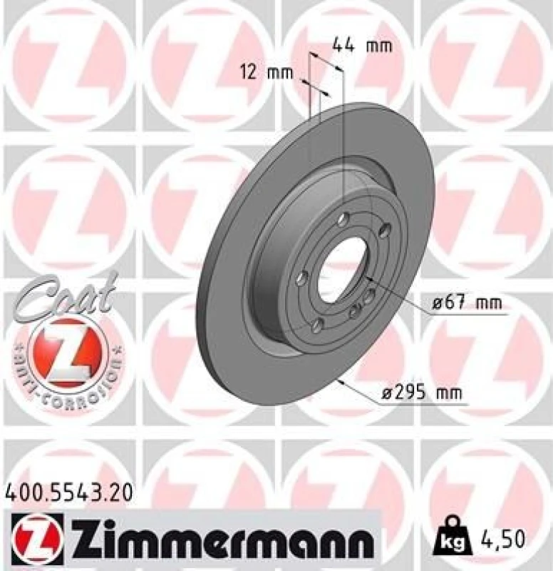 Image of ZIMMERMANN Brake disc ZIMMERMANN 400.5543.20