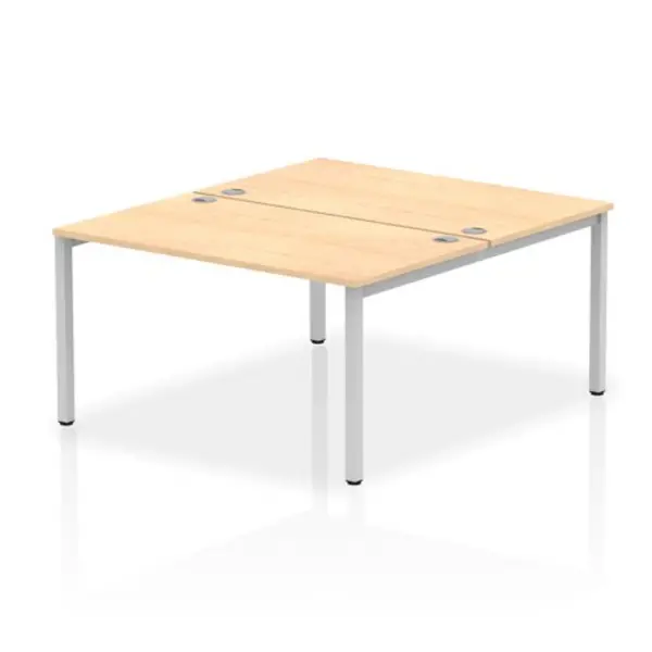 image of Impulse Bench B2B 2 Person 1400 Silver Frame Office Bench Desk Maple