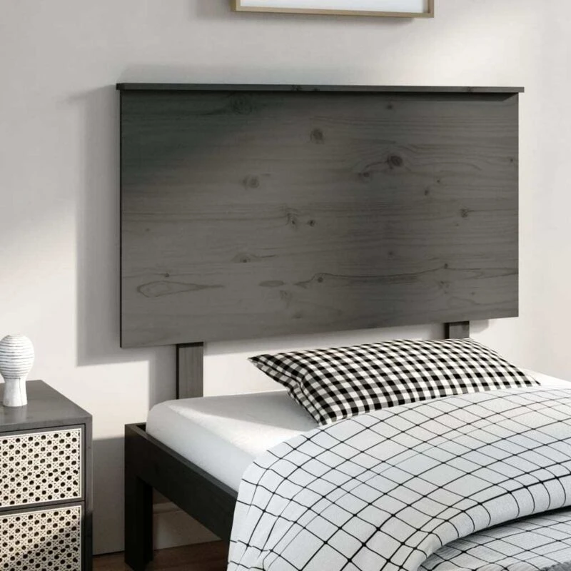 Image of Vidaxl Bed Headboard Grey 104X6X82.5cm Solid Wood Pine, Grey 819157