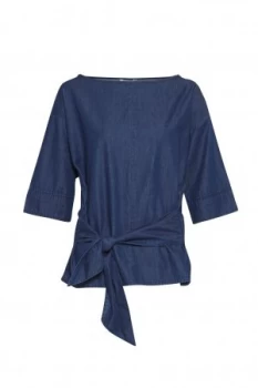 Image of Great Plains Darla Lightweight Denim Tie Front Top Indigo
