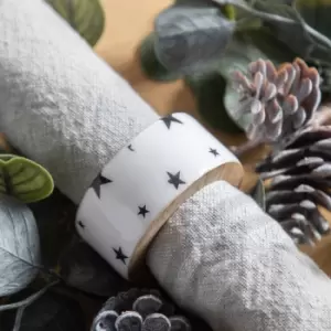 Image of Set of 4 Star Design Napkin Rings White