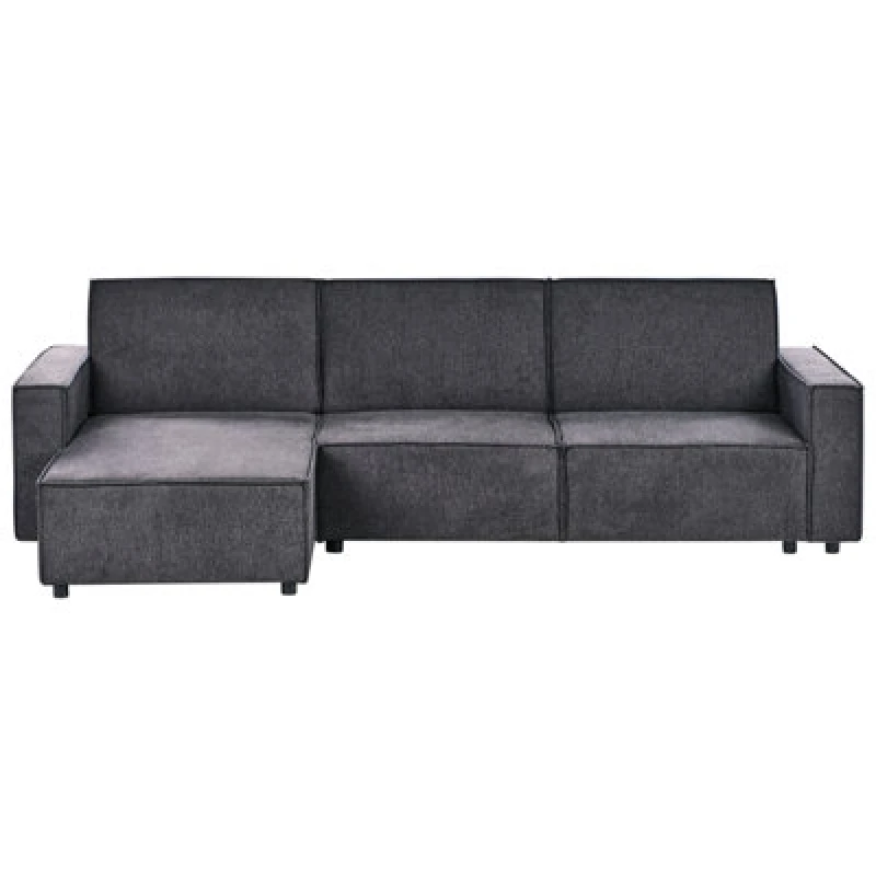 Image of Beliani Corner Sofa Bed 3 Seater Romedal Ii Fabric Graphite Grey Right Hand