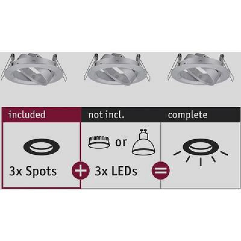Image of Paulmann Paulmann 92490 EBL Choose Recess-mount bracket 3 Piece set 10 W Aluminium (machined) 92490