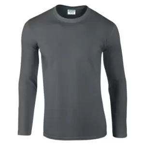 image of Gildan Mens Soft Style Long Sleeve T-Shirt (S) (Charcoal)