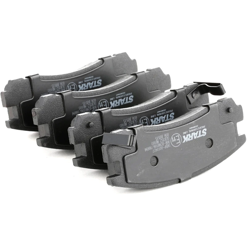 Image of STARK SKBP-0011477 Brake pad set Rear Axle, with acoustic wear warning, with anti-squeak plate Low-Metallic Brake Pad Set,disc brake (402)