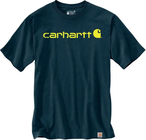 Image of Carhartt EMEA Core Logo Workwear Short Sleeve T-Shirt, blue-yellow, Size M
