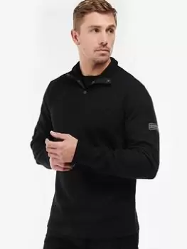 Image of Barbour International Steele Half Snap Knitted Jumper, Black Size M Men