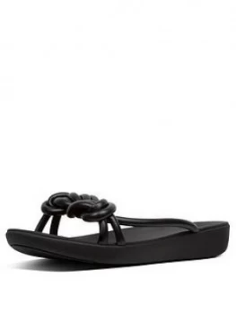 image of FitFlop Tiera Flat Sandal, Black, Size 5, Women