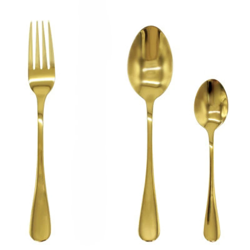 Image of Glim & Glam Cutlery Sets Gold Stainless Steel Spoon Fork 24 Piece Set Gold unisex