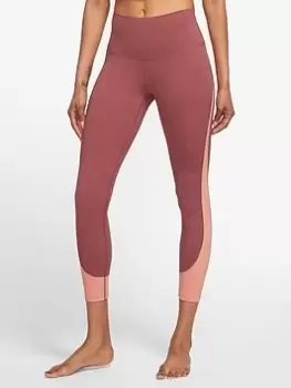 image of Nike Yoga Novelty 7/8 Leggings - Rust, Rust, Size S, Women