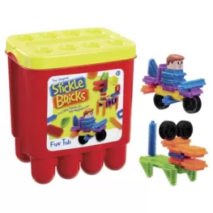 Image of The Original Stickle Bricks Fun Tub Red Bucket Construction Toy Set For Toddlers