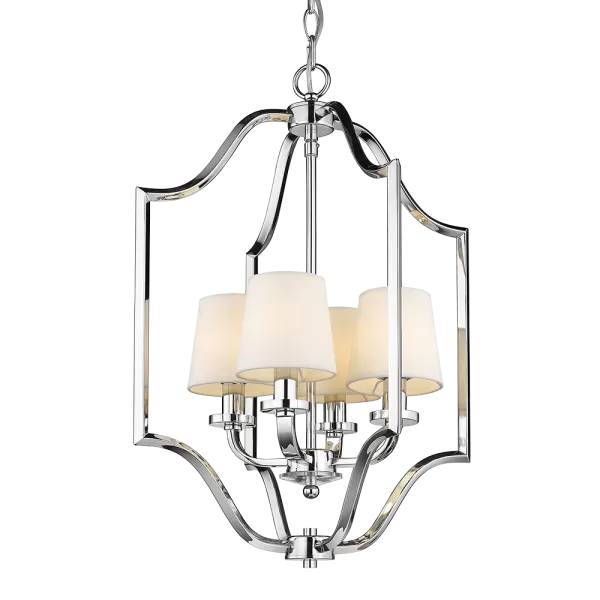 image of New York 4 Light Wire Frame Pendant Ceiling Light Silver, E14