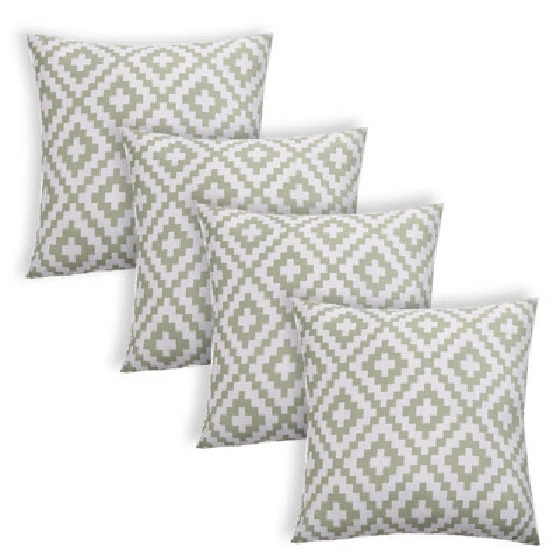 Image of OHS OHS 4 Pack Geometric Cushion Cover Water Resistant Outdoor in Green Size: 45cm x 45cm Green 45cm x 45cm Unisex 5027434230303
