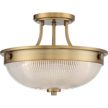 image of Mantle 2 Light Semi-Flush - Weathered Brass, E27