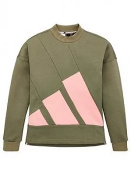 Image of adidas Junior Girls Crew Neck - Green, Size 9-10 Years, Women