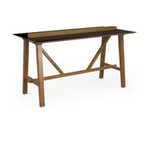 image of Crew poseur worktable 2000mm x 1000mm with oak power bar and mdf top with chamfered edges - black