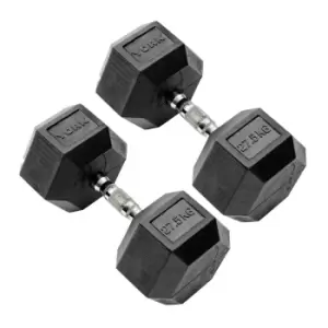 image of York 27.5kg Commercial Rubber Hex Dumbbells