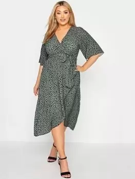 Image of Yours Dalmatian Wrap Dress - Green, Size 18, Women