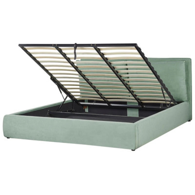 Image of Beliani Ottoman Bed Velvet Bajonna 180 X 200 Cm (Eu Super King) Mint Green